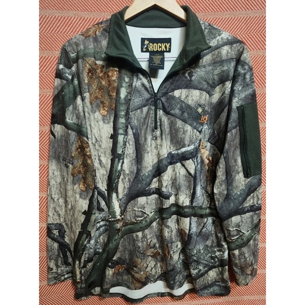 Rocky 1/4 Zip Pullover Mens Lrg Scent IQ Mossy‎ Oak Camouflage Lightweight Hunt